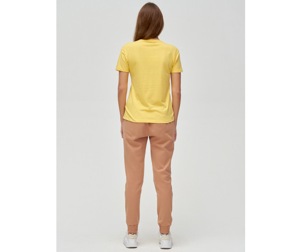 Женские футболки с принтом желтого цвета 1614J