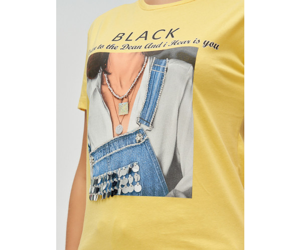 Женские футболки с принтом желтого цвета 1614J
