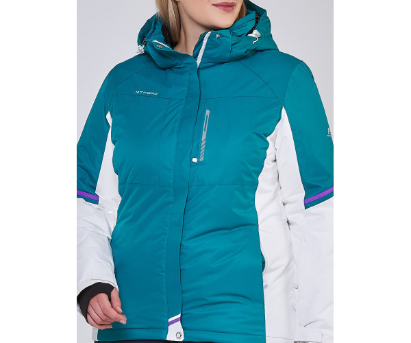 Женская зимняя горнолыжная куртка большого размера бирюзового цвета 1934Br