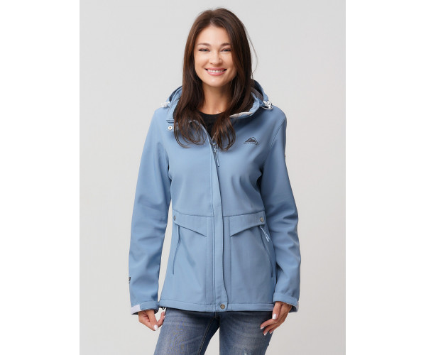 Женская осенняя весенняя ветровка softshell голубого цвета 2032Gl