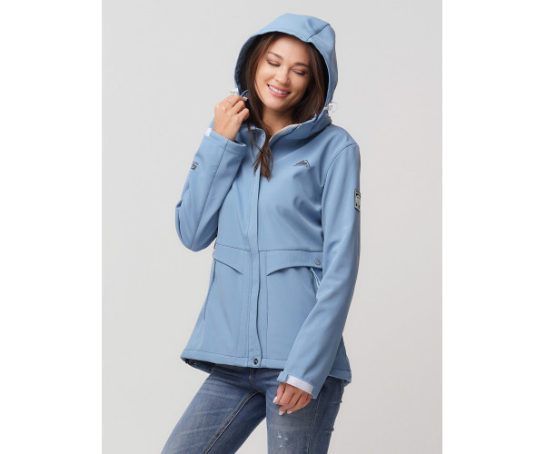 Женская осенняя весенняя ветровка softshell голубого цвета 2032Gl