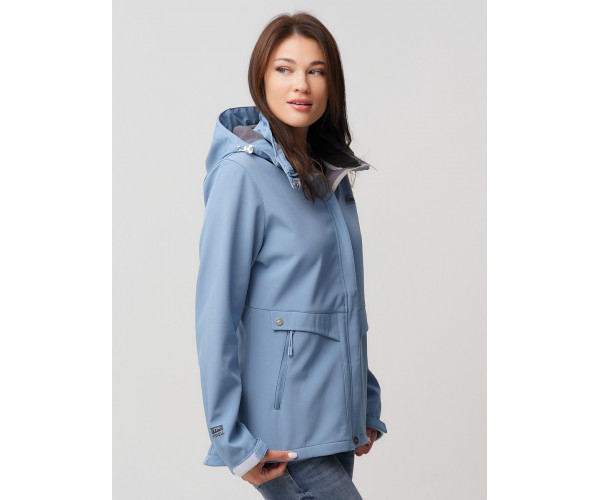 Женская осенняя весенняя ветровка softshell голубого цвета 2032Gl