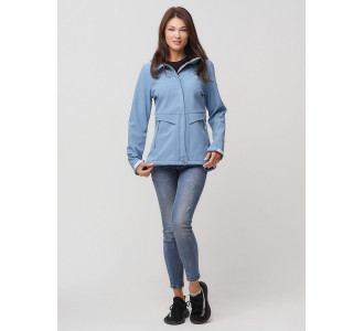Женская осенняя весенняя ветровка softshell голубого цвета 2032Gl