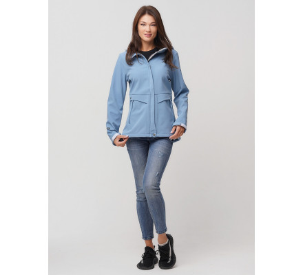 Женская осенняя весенняя ветровка softshell голубого цвета 2032Gl