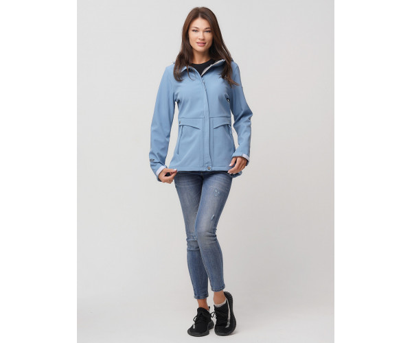 Женская осенняя весенняя ветровка softshell голубого цвета 2032Gl