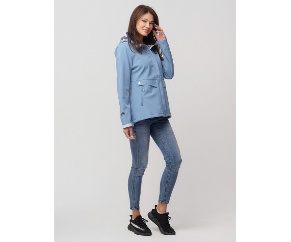 Женская осенняя весенняя ветровка softshell голубого цвета 2032Gl