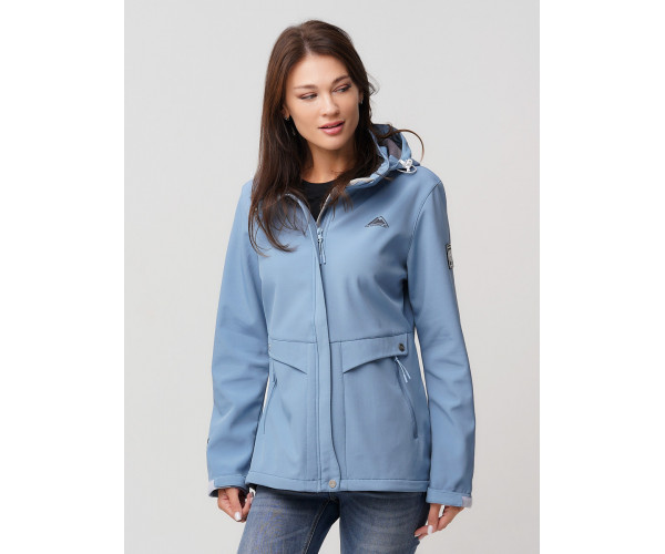Женская осенняя весенняя ветровка softshell голубого цвета 2032Gl