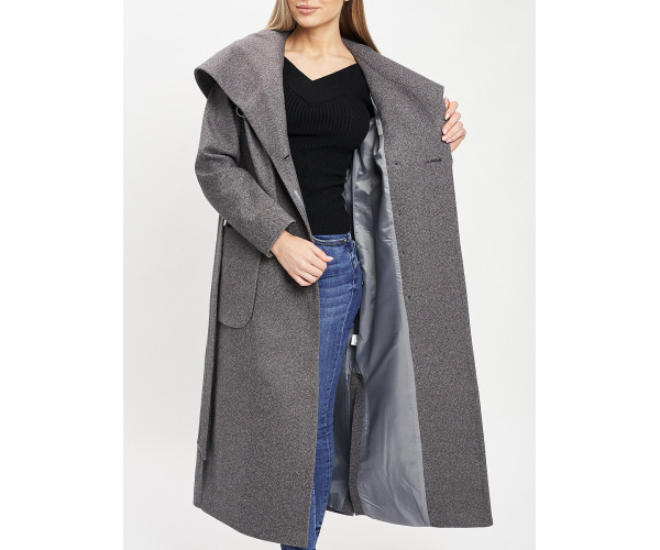 Пальто демисезонное серого цвета 42107Sr