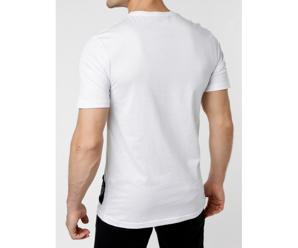 Мужская футболка с надписью белого цвета 221109Bl