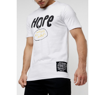Мужская футболка с надписью белого цвета 221109Bl