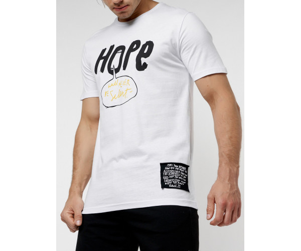 Мужская футболка с надписью белого цвета 221109Bl