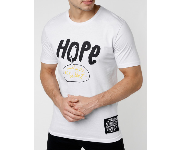 Мужская футболка с надписью белого цвета 221109Bl