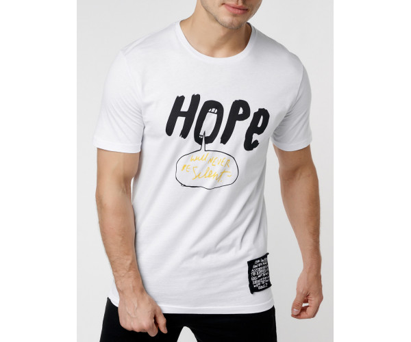 Мужская футболка с надписью белого цвета 221109Bl