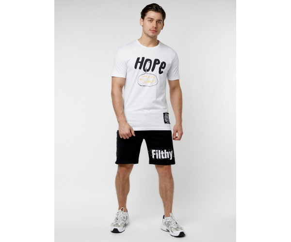 Мужская футболка с надписью белого цвета 221109Bl