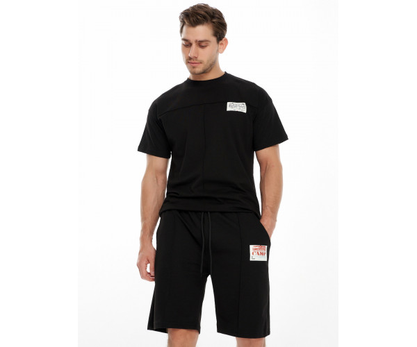 Костюм шорты и футболка черного цвета 9182Ch