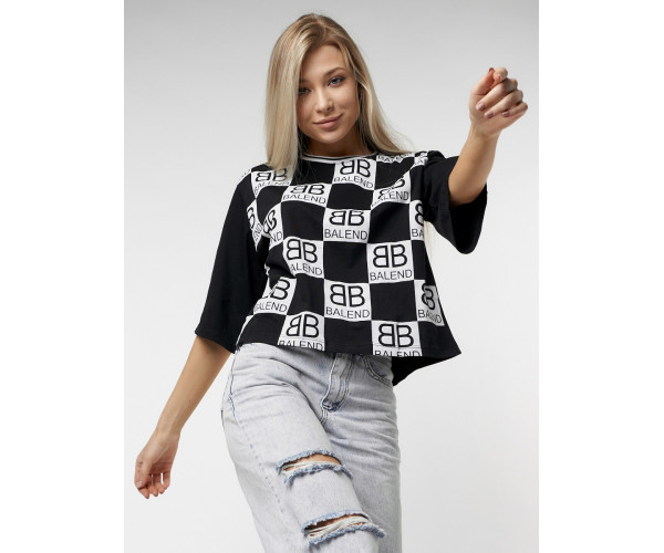 Топ футболка женская черного цвета 14063Ch