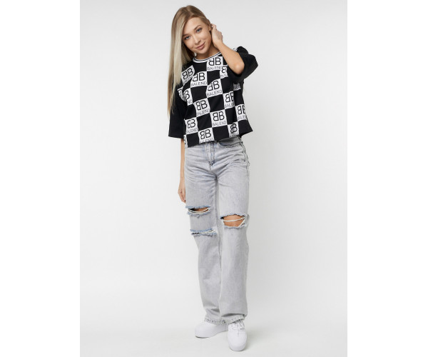 Топ футболка женская черного цвета 14063Ch