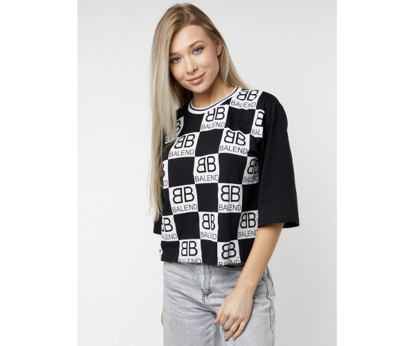 Топ футболка женская черного цвета 14063Ch