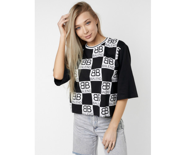 Топ футболка женская черного цвета 14063Ch