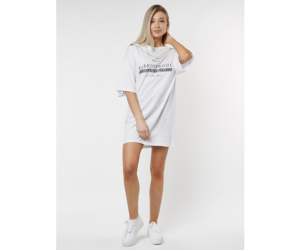 Туника женская с цепочкой белого цвета 28014Bl