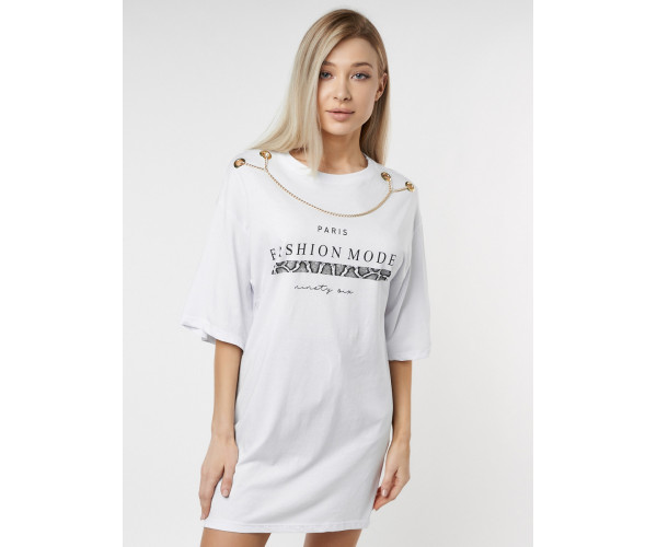 Туника женская с цепочкой белого цвета 28014Bl