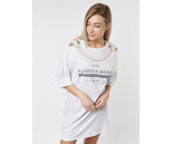 Туника женская с цепочкой белого цвета 28014Bl