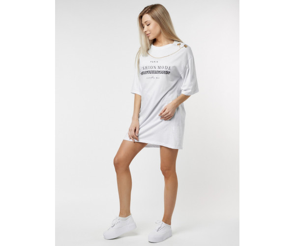 Туника женская с цепочкой белого цвета 28014Bl