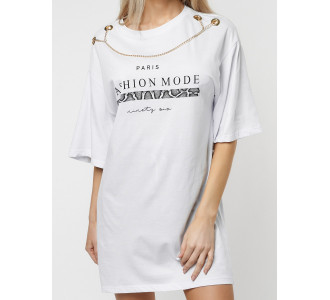 Туника женская с цепочкой белого цвета 28014Bl