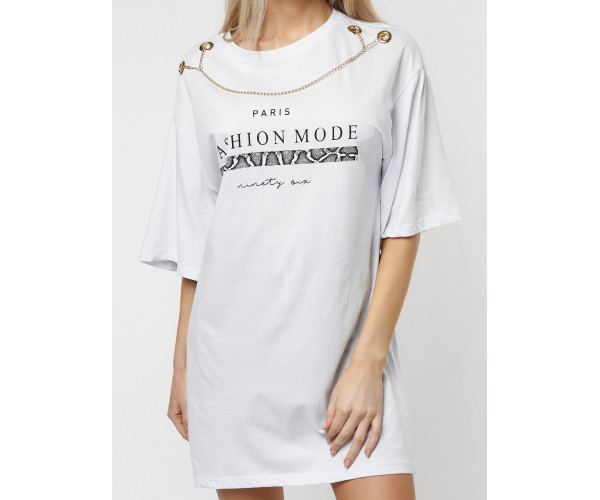 Туника женская с цепочкой белого цвета 28014Bl