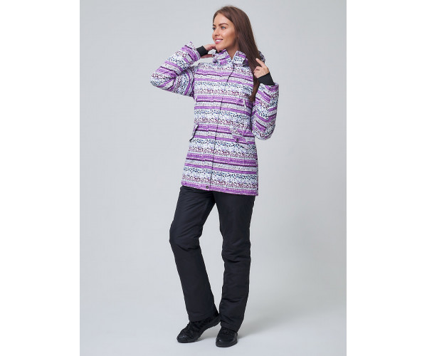 Женский зимний горнолыжный костюм фиолетового цвета 01937F