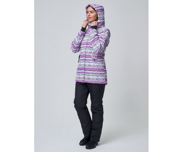 Женский зимний горнолыжный костюм фиолетового цвета 01937F