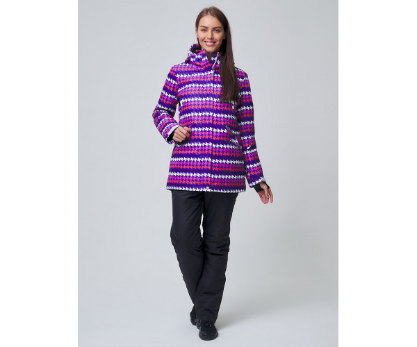 Женский зимний горнолыжный костюм  темно-фиолетового цвета 01937TF