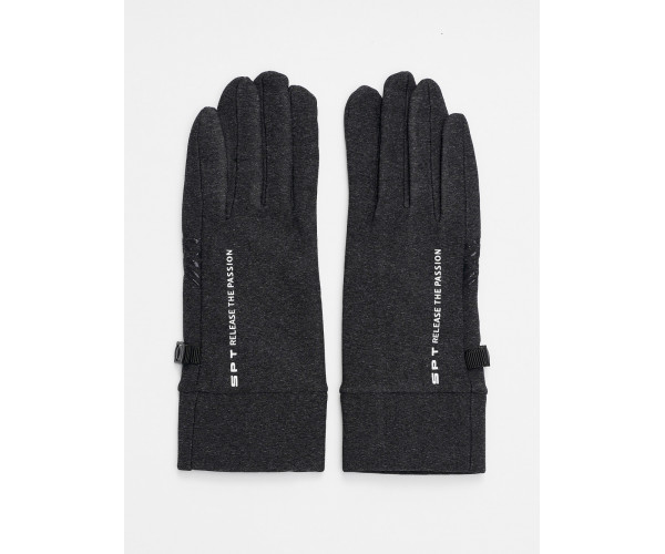 Спортивные перчатки демисезонные женские темно-серого цвета 644TC