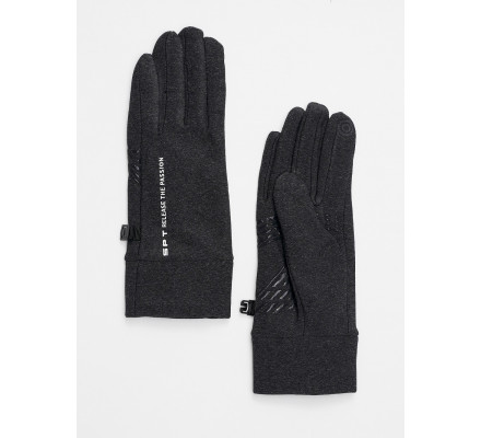 Спортивные перчатки демисезонные женские темно-серого цвета 644TC