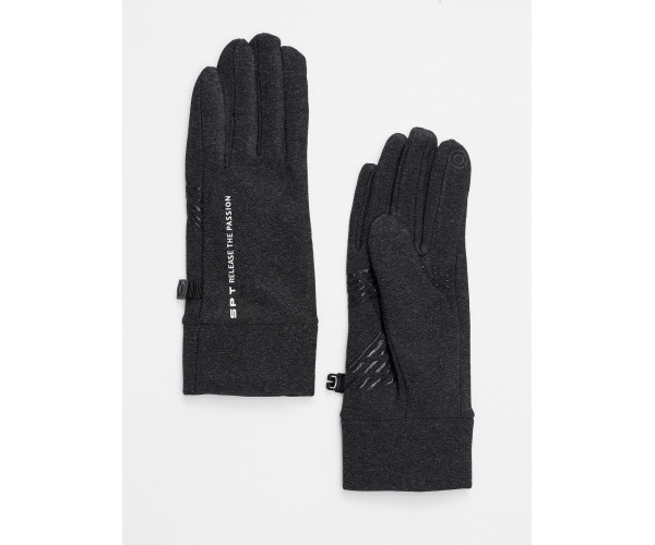 Спортивные перчатки демисезонные женские темно-серого цвета 644TC