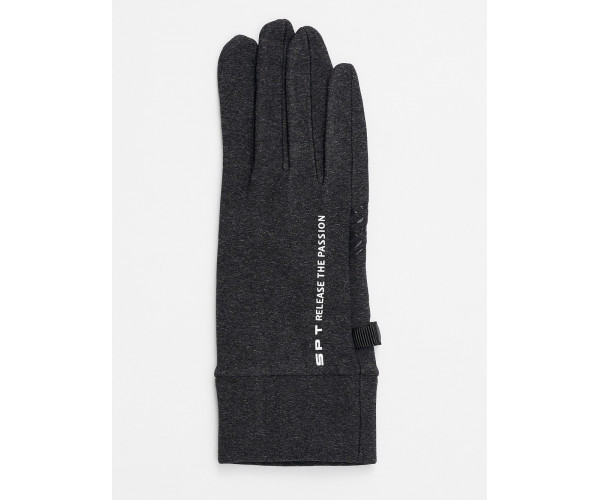 Спортивные перчатки демисезонные женские темно-серого цвета 644TC