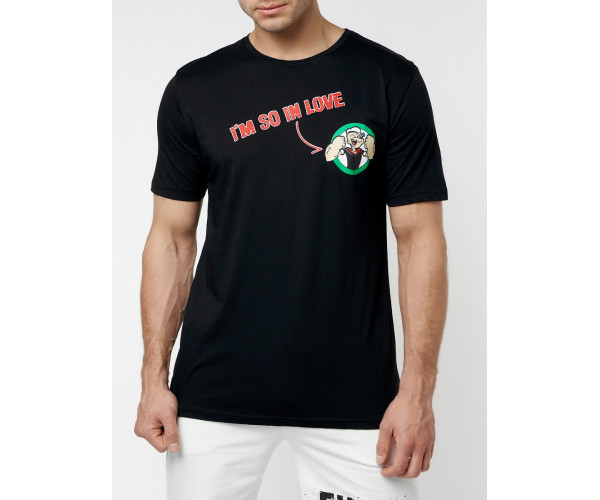 Мужская футболка с принтом черного цвета 221168Ch