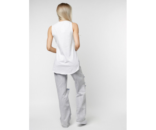 Футболка без рукавов женская белого цвета 8210Bl