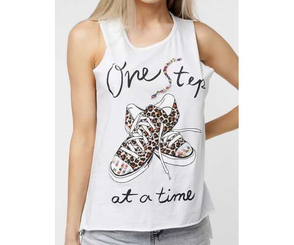 Футболка без рукавов женская белого цвета 8210Bl