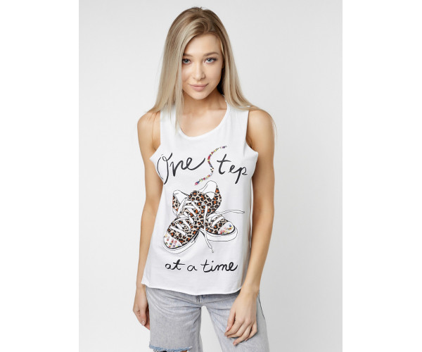 Футболка без рукавов женская белого цвета 8210Bl