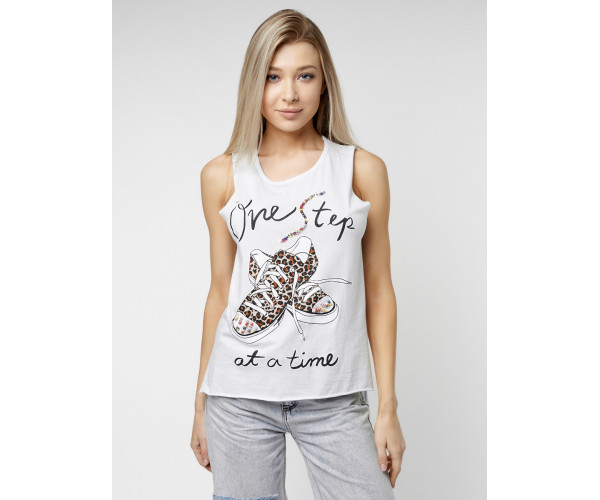 Футболка без рукавов женская белого цвета 8210Bl