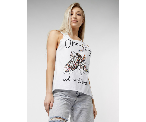 Футболка без рукавов женская белого цвета 8210Bl