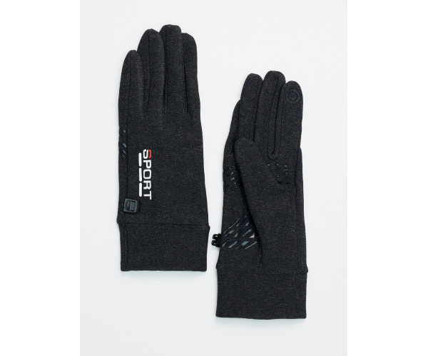 Спортивные перчатки демисезонные женские темно-серого цвета 606TC