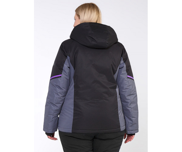 Женский зимний костюм горнолыжный большого размера черного цвета 01934Ch