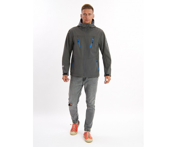 Ветровка мужская серого цвета 776Sr
