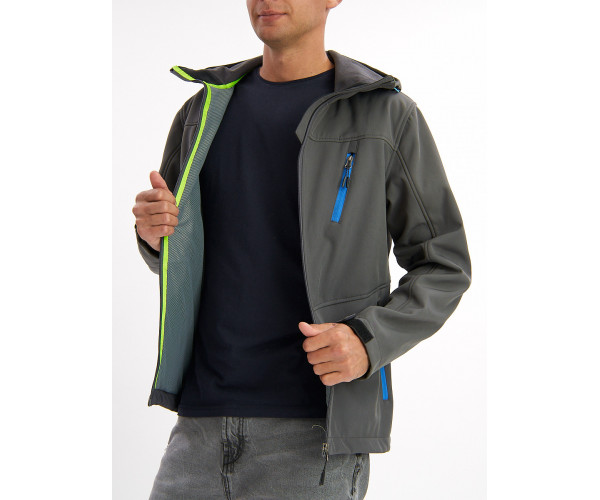 Ветровка мужская серого цвета 776Sr