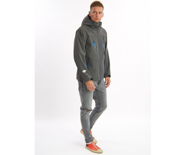 Ветровка мужская серого цвета 776Sr