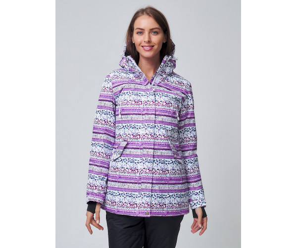Женская зимняя горнолыжная куртка фиолетового цвета 1937F