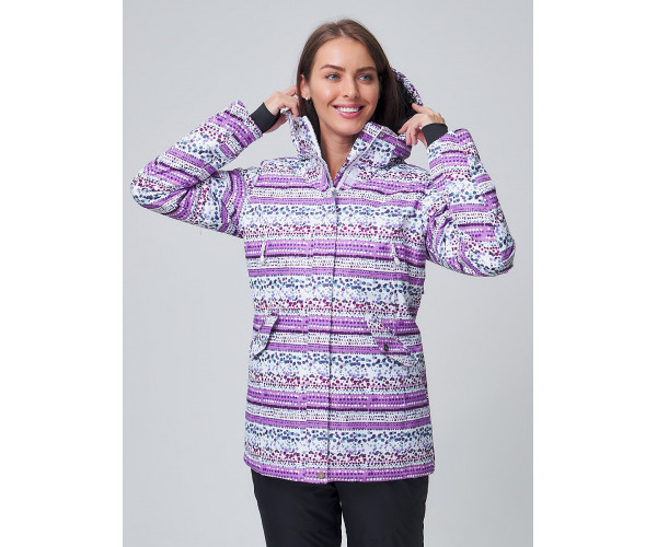 Женская зимняя горнолыжная куртка фиолетового цвета 1937F