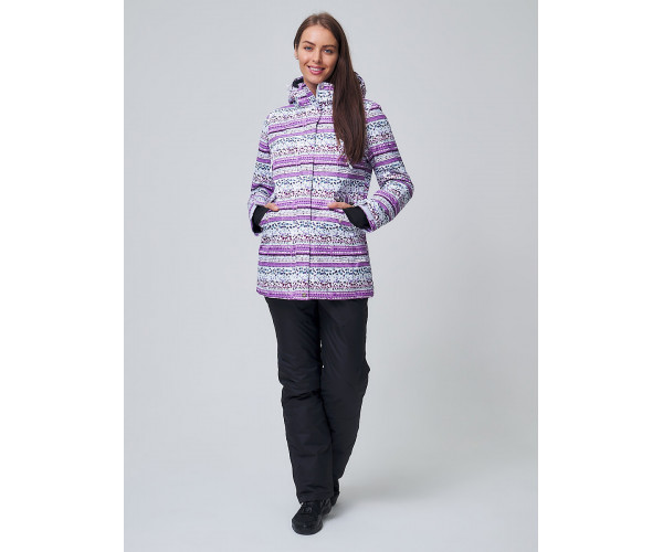 Женская зимняя горнолыжная куртка фиолетового цвета 1937F